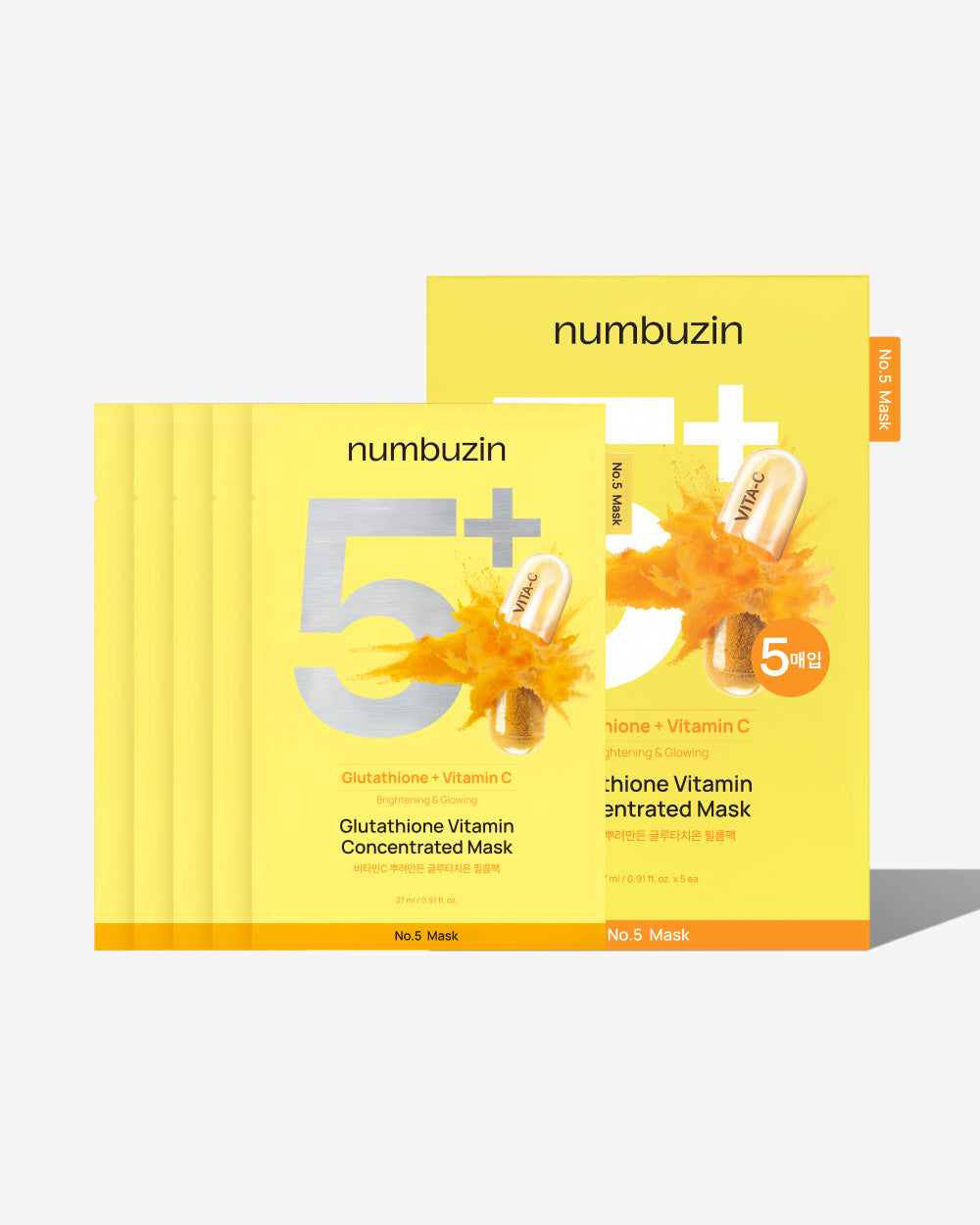 Numbuzin No.5+ Glutathione Vitamin Concentrated Sheet Mask (5 Sheets)